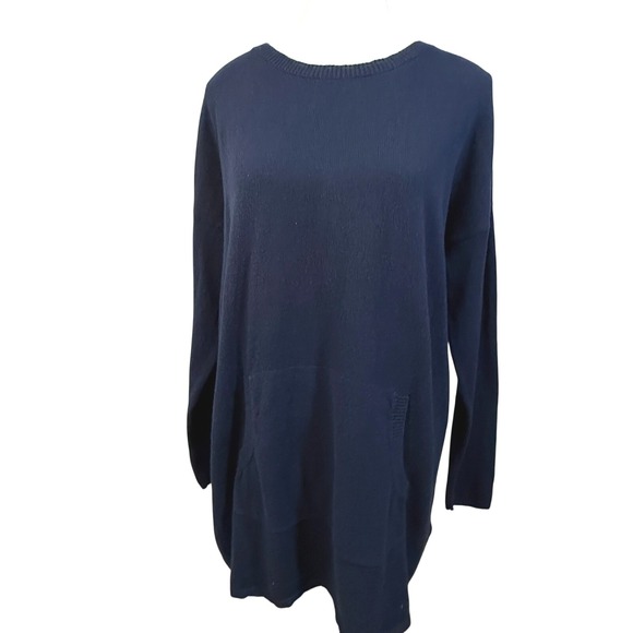 Eileen Fisher Sweaters - Eileen‎ Fisher Navy Longline Organic Cotton Blend Sweater Small